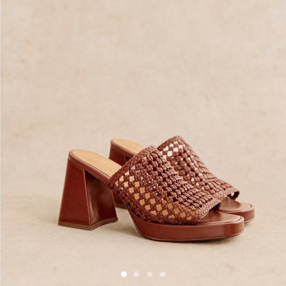Sezane Chestnut Woven Mules